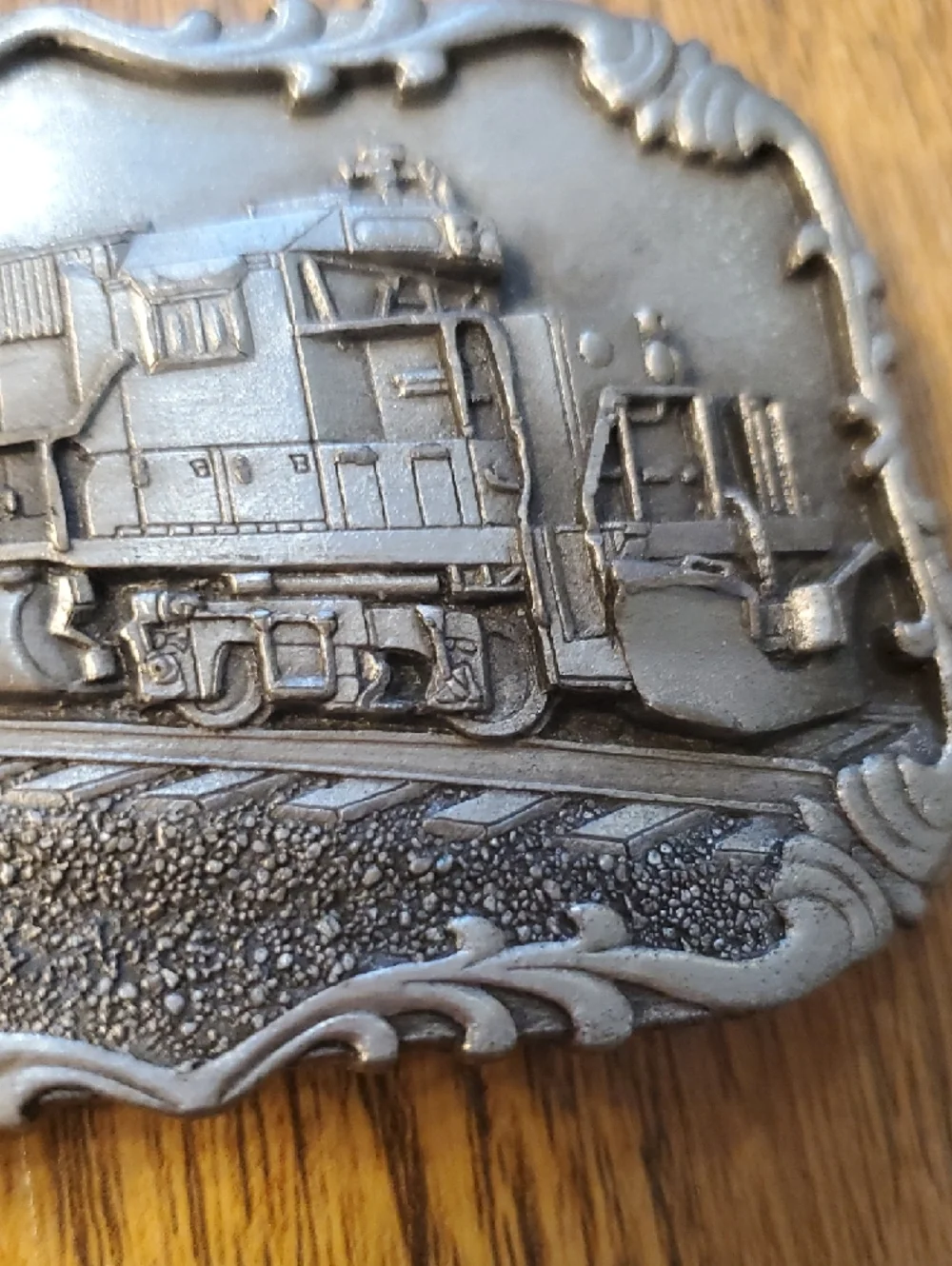 Vintage Train Motif Metal Belt Buckle - Silver Tone 1984 Siskiyou Buckle‎ Co